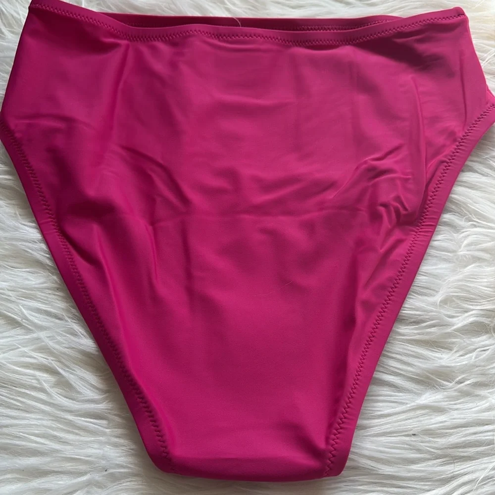 NWT J. Crew Fuchsia High Rise Mid Cut Leg Moderate Coverage Bikini Bottoms